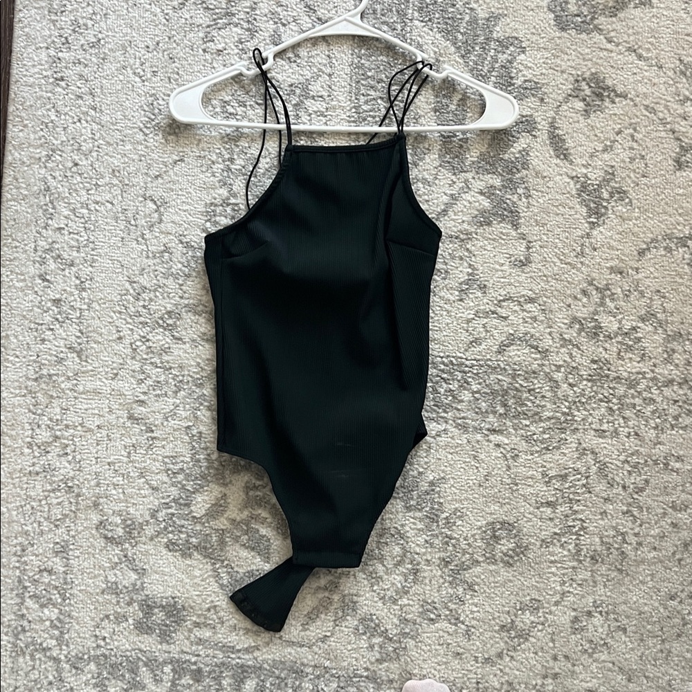 Free People Black Ribbed Bodysuit